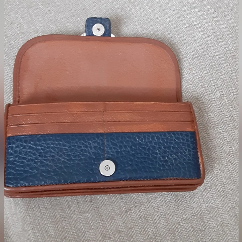 Brighton Blue and Brown leather wallet with Silver Buckle
